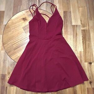 Rue21 Burgundy Mini Backless Strappy Skater Dress
